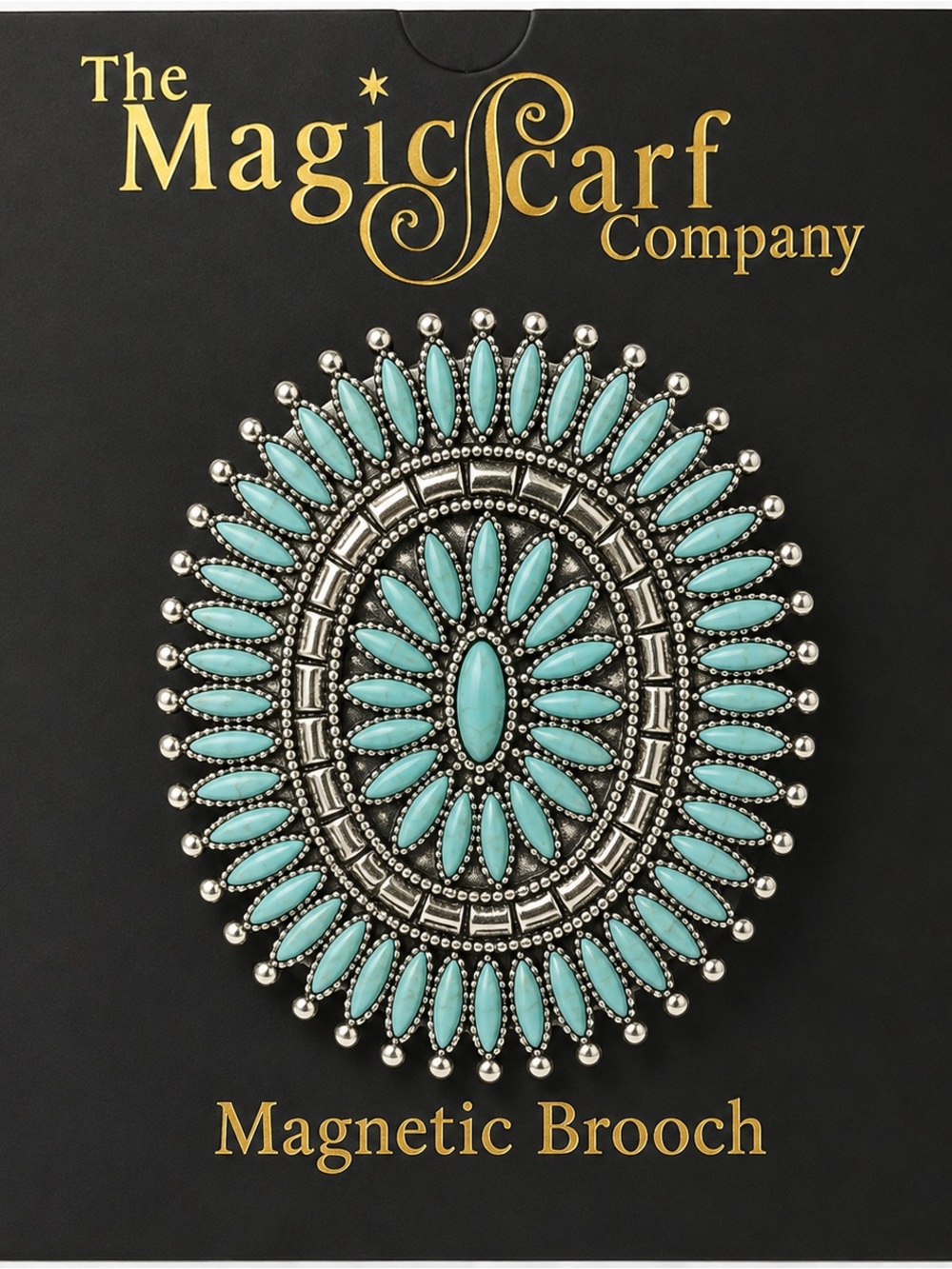 The Magic Scarf Company Turquoise Starburst Magnetic Brooch